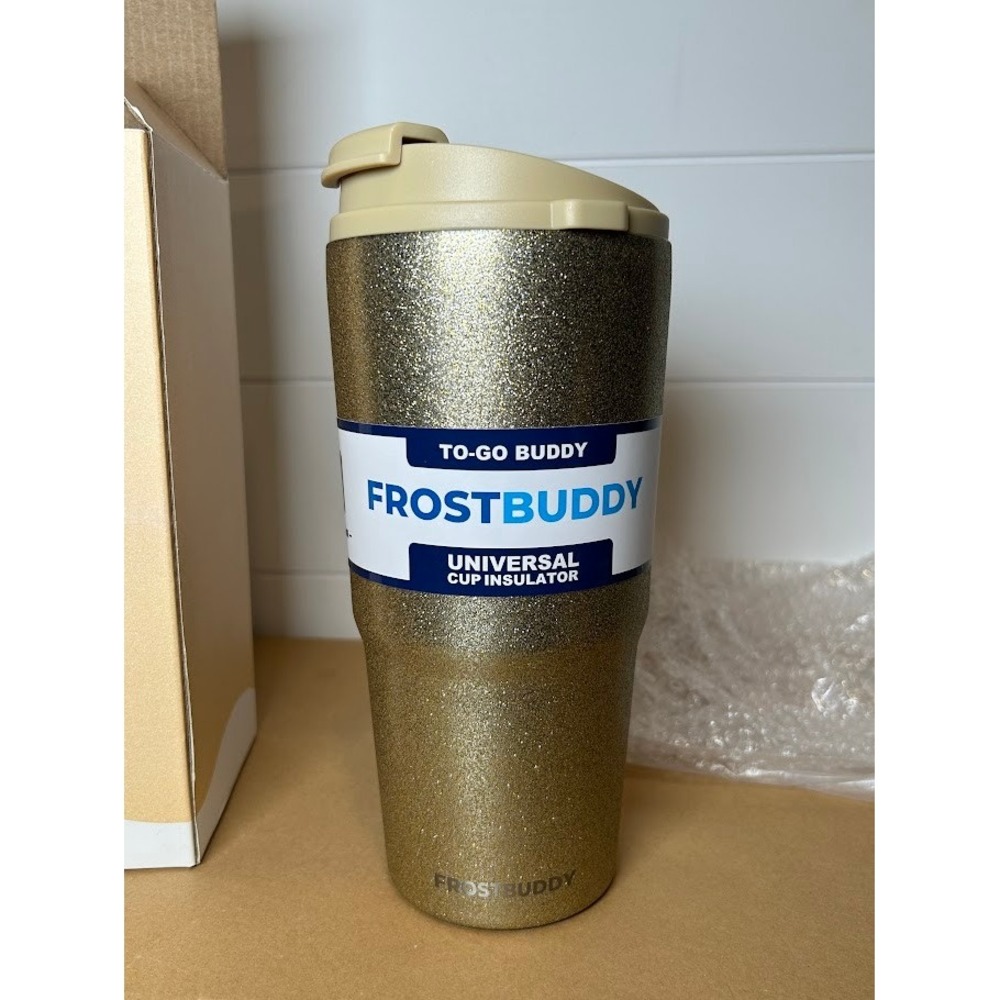 Frost Buddy To-Go Buddy Universal Cup Insulator Champagne Glitz Gold Glitter